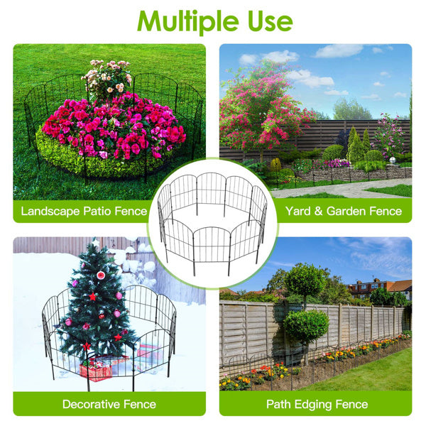 Decorative Garden Fence Fencing 10 Pack, 12.59' Width 23.93' Length Rustproof Metal Wire Panel Border Animal Barrier for Flower Edging for Yard Landscape Patio Outdoor Decor(No shipments on weekends)