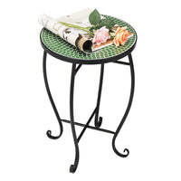Artisasset Mosaic Round Terrace Bistro Table Green Flowers Mosaic