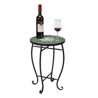 Artisasset Mosaic Round Terrace Bistro Table Green Flowers Mosaic