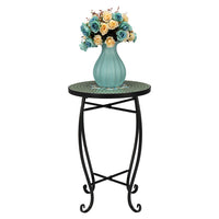 Artisasset Mosaic Round Terrace Bistro Table Green Flowers Mosaic