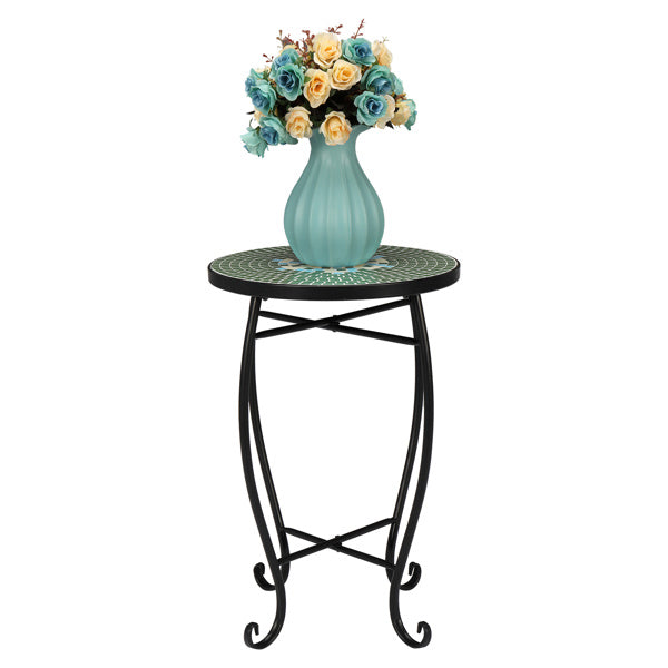 Artisasset Mosaic Round Terrace Bistro Table Green Flowers Mosaic