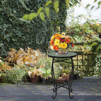 Artisasset Mosaic Round Terrace Bistro Table Green Flowers Mosaic