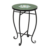 Artisasset Mosaic Round Terrace Bistro Table Green Flowers Mosaic