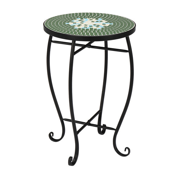 Artisasset Mosaic Round Terrace Bistro Table Green Flowers Mosaic