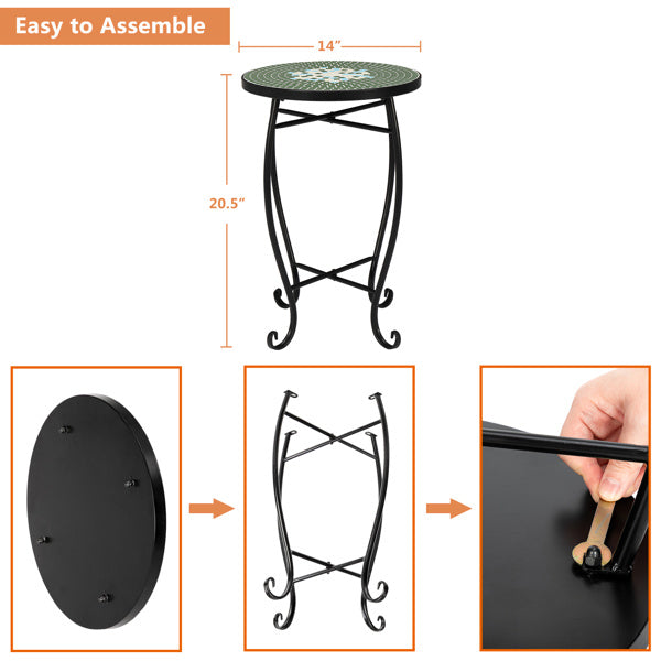 Artisasset Mosaic Round Terrace Bistro Table Green Flowers Mosaic