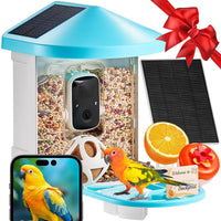 VEVOR Smart Bird Feeder with Camera, 2K HD AI Identify 10000+ Bird Species, Solar-Powered Bird Watching Camera with Auto Capture & Instant Notify, Wireless Outdoor Gift for Bird Lover (3 Solar Panels)