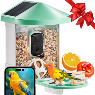 VEVOR Smart Bird Feeder with Camera, 2K HD AI Identify 10000+ Bird Species, Solar-Powered Bird Watching Camera with Auto Capture & Instant Notify, Wireless Outdoor Gift for Bird Lover (2 Solar Panels)