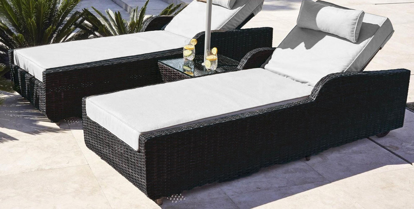 Direct Wicker Outdoor Patio Adjustable Backrest Rattan Chaise Lounge Set with Cushions