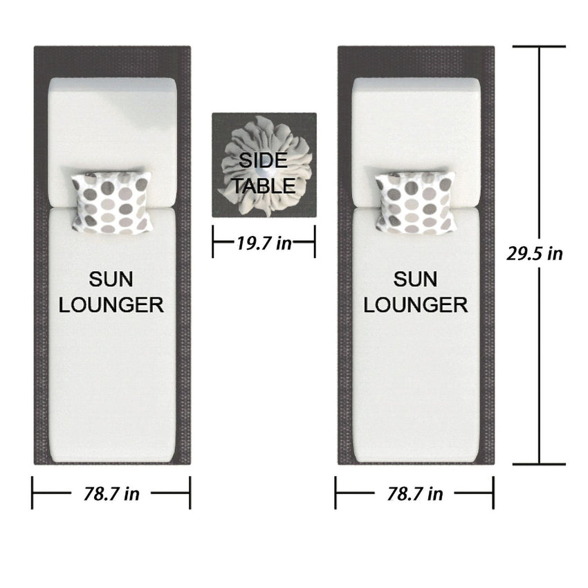 Direct Wicker Outdoor Patio Adjustable Backrest Rattan Chaise Lounge Set with Cushions