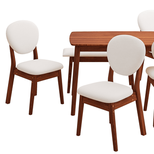 Rubberwood Dining Table Set, 1 Rectangular Table + 4 Upholstered Chairs + 1 Bench, Dark Walnut Finish with Beige Cushions, Detachable & Easy Assemble, for Kitchen Dining Room Apartment