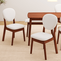 Rubberwood Dining Table Set, 1 Rectangular Table + 4 Upholstered Chairs + 1 Bench, Dark Walnut Finish with Beige Cushions, Detachable & Easy Assemble, for Kitchen Dining Room Apartment