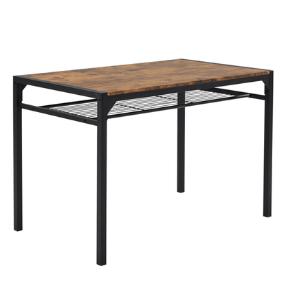 Dining Table Set for 4, Kitchen Table with 2 Chairs and a Bench, 4 Piece Kitchen Table Set for Small Space, Home Kitchen Bar Pub Apartment, Rustic Brown