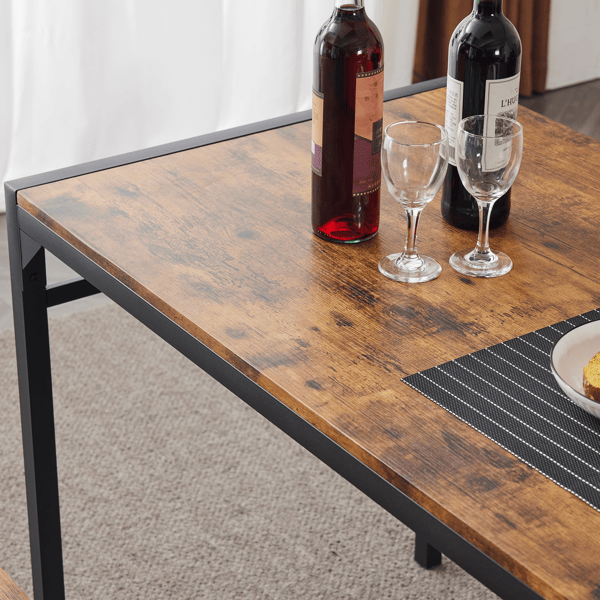 Dining Table Set for 4, Kitchen Table with 2 Chairs and a Bench, 4 Piece Kitchen Table Set for Small Space, Home Kitchen Bar Pub Apartment, Rustic Brown