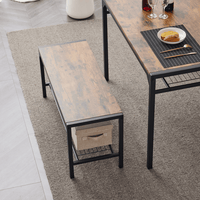 Dining Table Set for 4, Kitchen Table with 2 Chairs and a Bench, 4 Piece Kitchen Table Set for Small Space, Home Kitchen Bar Pub Apartment, Rustic Brown