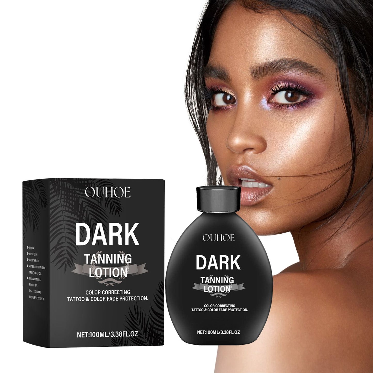 OUHOE Dark Tanning Lotion, Summer Outdoor Sun Relief For Uneven Skin Tone Moisturizing Refreshing Black Care Lotion