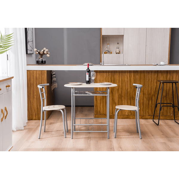 PVC Breakfast Table (One Table and Two Chairs) Natural