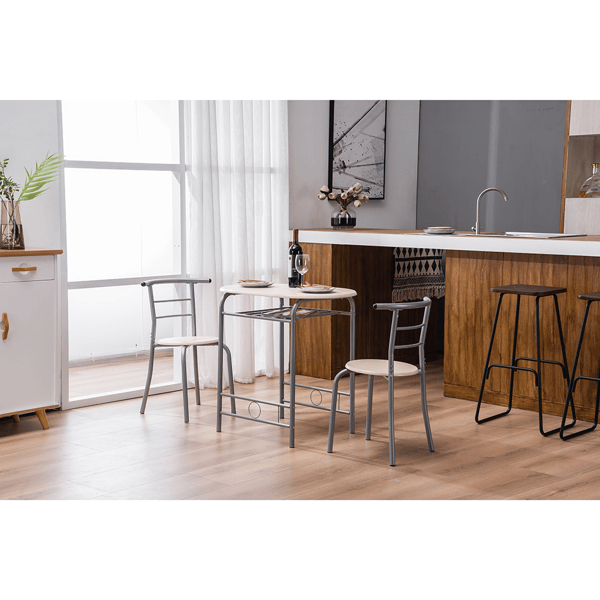 PVC Breakfast Table (One Table and Two Chairs) Natural