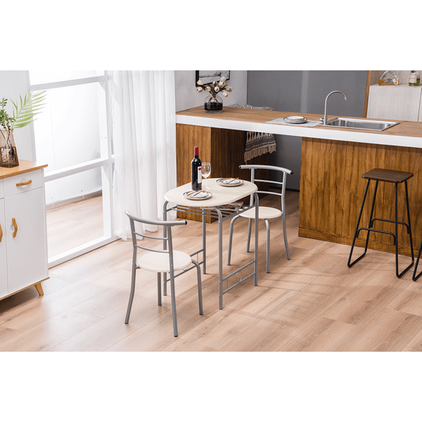 PVC Breakfast Table (One Table and Two Chairs) Natural