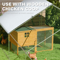 Large Chicken Coop with Waterproof and Anti-UV Cover, Spire Shaped for Outdoor and Yard Farm Use, 9.8' x 32.8' x 6.4'