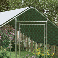 Large Chicken Coop with Waterproof and Anti-UV Cover, Spire Shaped for Outdoor and Yard Farm Use, 9.8' x 32.8' x 6.4'