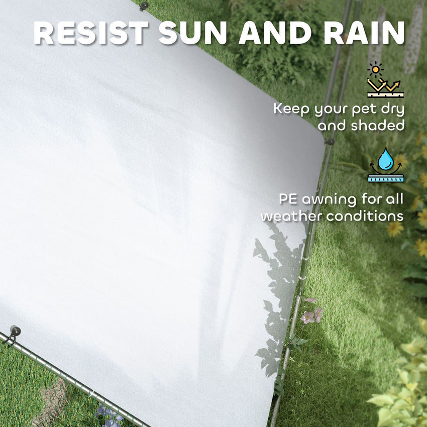 Large Chicken Coop with Waterproof and Anti-UV Cover, Spire Shaped for Outdoor and Yard Farm Use, 9.8' x 32.8' x 6.4'