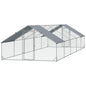 Large Chicken Coop with Waterproof and Anti-UV Cover, Spire Shaped for Outdoor and Yard Farm Use, 9.8' x 32.8' x 6.4'