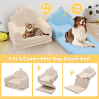 Shell-Shaped Convertible Dog Bed Sofa (22.8"x18.8"x15.7"): 2-in-1 Pet Bed & Couch With Machine-Washable Cover, Stylish Colors For Small/Medium/Large Dogs & Cats