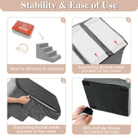 Dog Stairs For High Beds And Sofas - Pet Stairs For Older Dogs And Cats With Removable, Washable Covers And Non-slip Bottoms