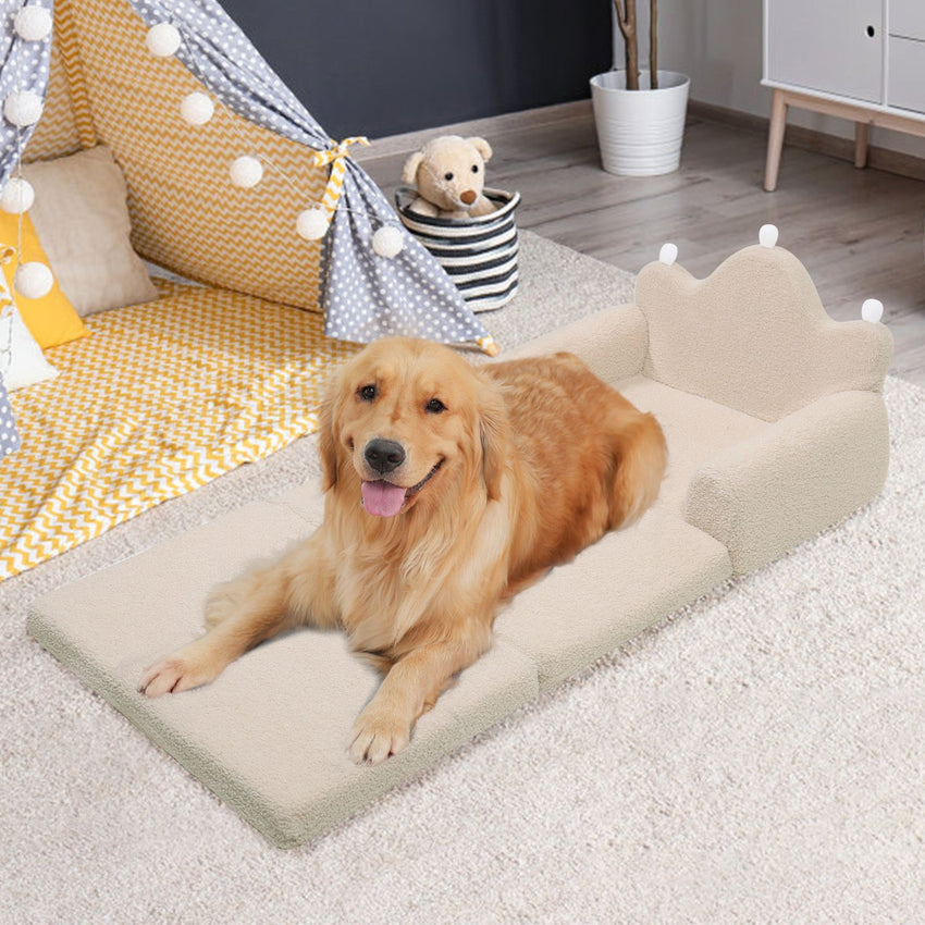 Tiara-Shaped Convertible Dog Bed And Sofa - 22.8"×18.8"×15.7" - 2-in-1 Luxurious Pet Bed With Plush Cushion And Machine-Washable Cover, Stylish Colors For Small/Medium/Large Dogs Or Cat