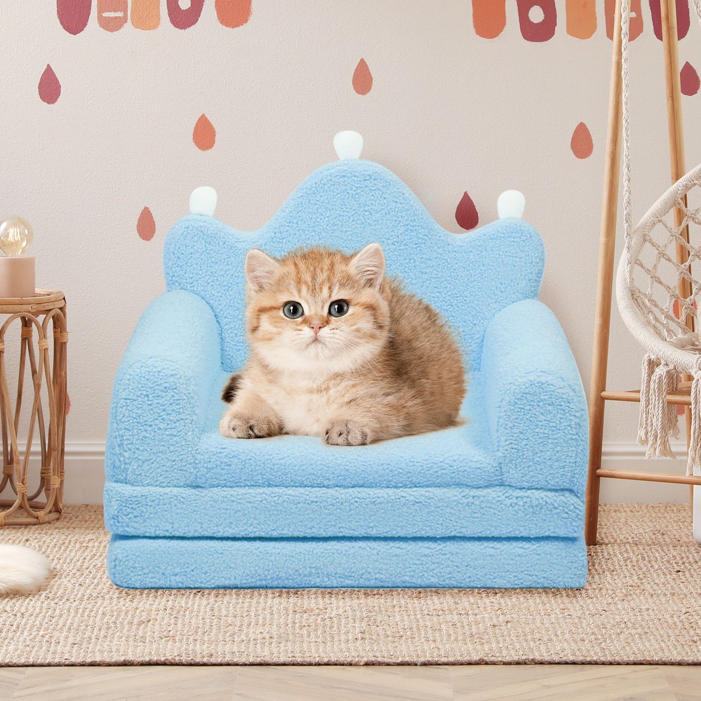 Tiara-Shaped Convertible Dog Bed And Sofa - 22.8"×18.8"×15.7" - 2-in-1 Luxurious Pet Bed With Plush Cushion And Machine-Washable Cover, Stylish Colors For Small/Medium/Large Dogs Or Cat