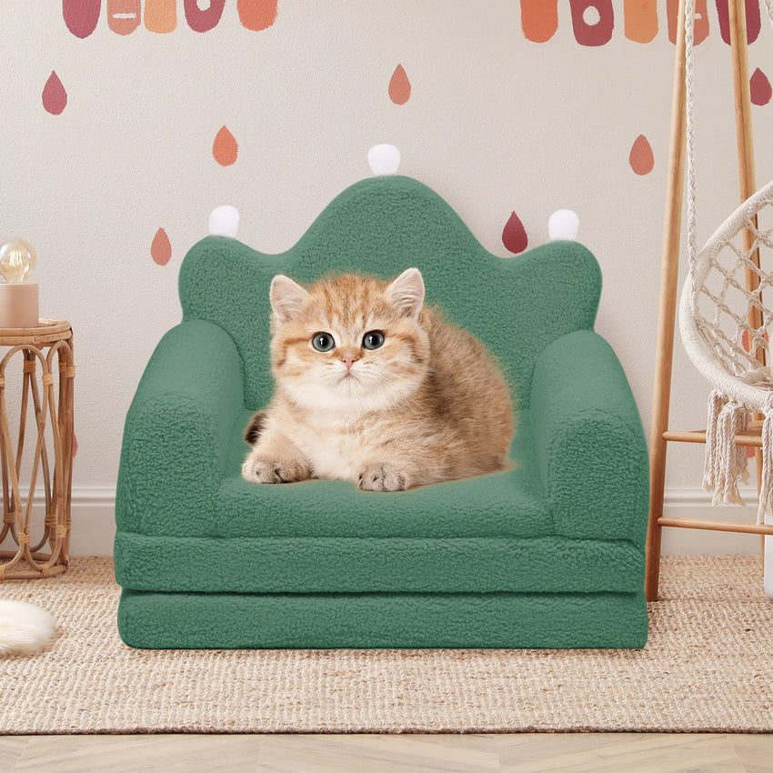 Tiara-Shaped Convertible Dog Bed And Sofa - 22.8"×18.8"×15.7" - 2-in-1 Luxurious Pet Bed With Plush Cushion And Machine-Washable Cover, Stylish Colors For Small/Medium/Large Dogs Or Cat