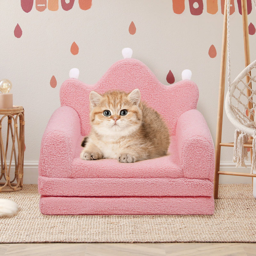 Tiara-Shaped Convertible Dog Bed And Sofa - 22.8"×18.8"×15.7" - 2-in-1 Luxurious Pet Bed With Plush Cushion And Machine-Washable Cover, Stylish Colors For Small/Medium/Large Dogs Or Cat