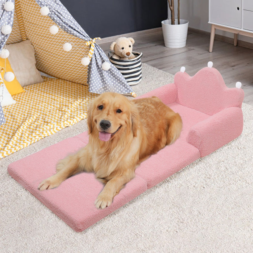 Tiara-Shaped Convertible Dog Bed And Sofa - 22.8"×18.8"×15.7" - 2-in-1 Luxurious Pet Bed With Plush Cushion And Machine-Washable Cover, Stylish Colors For Small/Medium/Large Dogs Or Cat