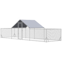 23' x 6.6' Large Chicken Coop with Weather-Resistant Cover for 12-14 Chickens, Silver