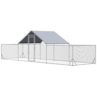 23' x 6.6' Large Chicken Coop with Weather-Resistant Cover for 12-14 Chickens, Silver