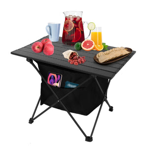 Foldable Camping Table With Storage Basket Rustproof Portable Aluminum Alloy Roll-Up Camping Table With Carrying Bag For Camping Hiking BBQ Picnic Fis