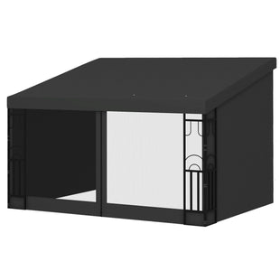 10' x 13' Wall Pergola, Outdoor Gazebo with 2 Curtains and 2 Nettings, UV Resistant, for Patio, Deck, Dark Grey