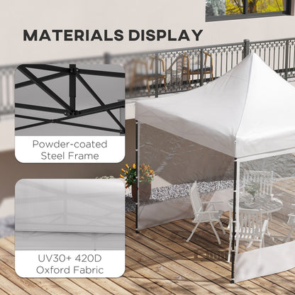 10' x 10' Pop Up Canopy Tent Gazebo with Wheeled Carry Bag and Sides, Height Adjustable for Outdoor, Patio, Garden