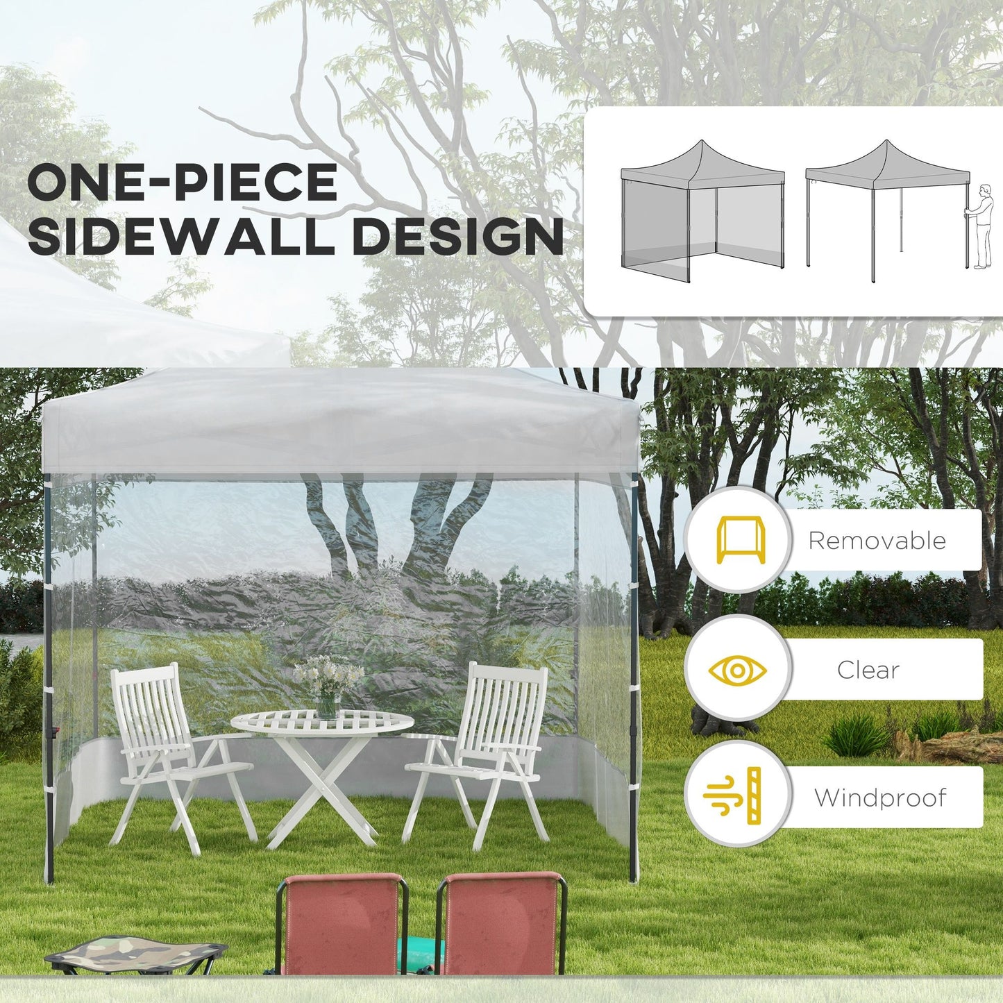 10' x 10' Pop Up Canopy Tent Gazebo with Wheeled Carry Bag and Sides, Height Adjustable for Outdoor, Patio, Garden
