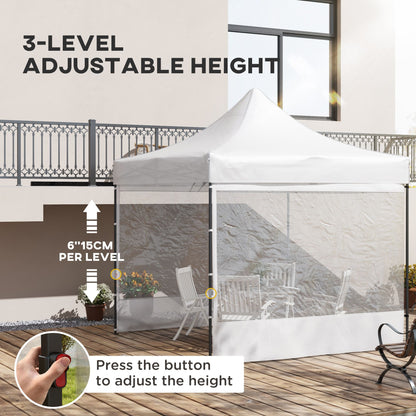 10' x 10' Pop Up Canopy Tent Gazebo with Wheeled Carry Bag and Sides, Height Adjustable for Outdoor, Patio, Garden