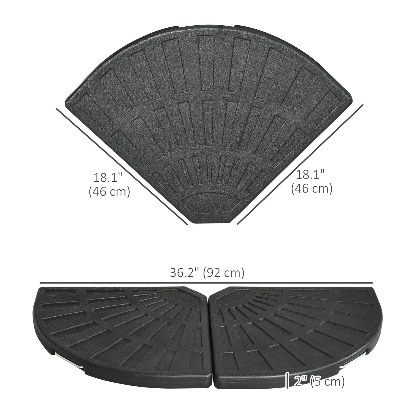 2-Piece Umbrella Weights for Cantilever Parasols with Handles, Heavy Duty Parasol Base Weights for Cross Base, Black
