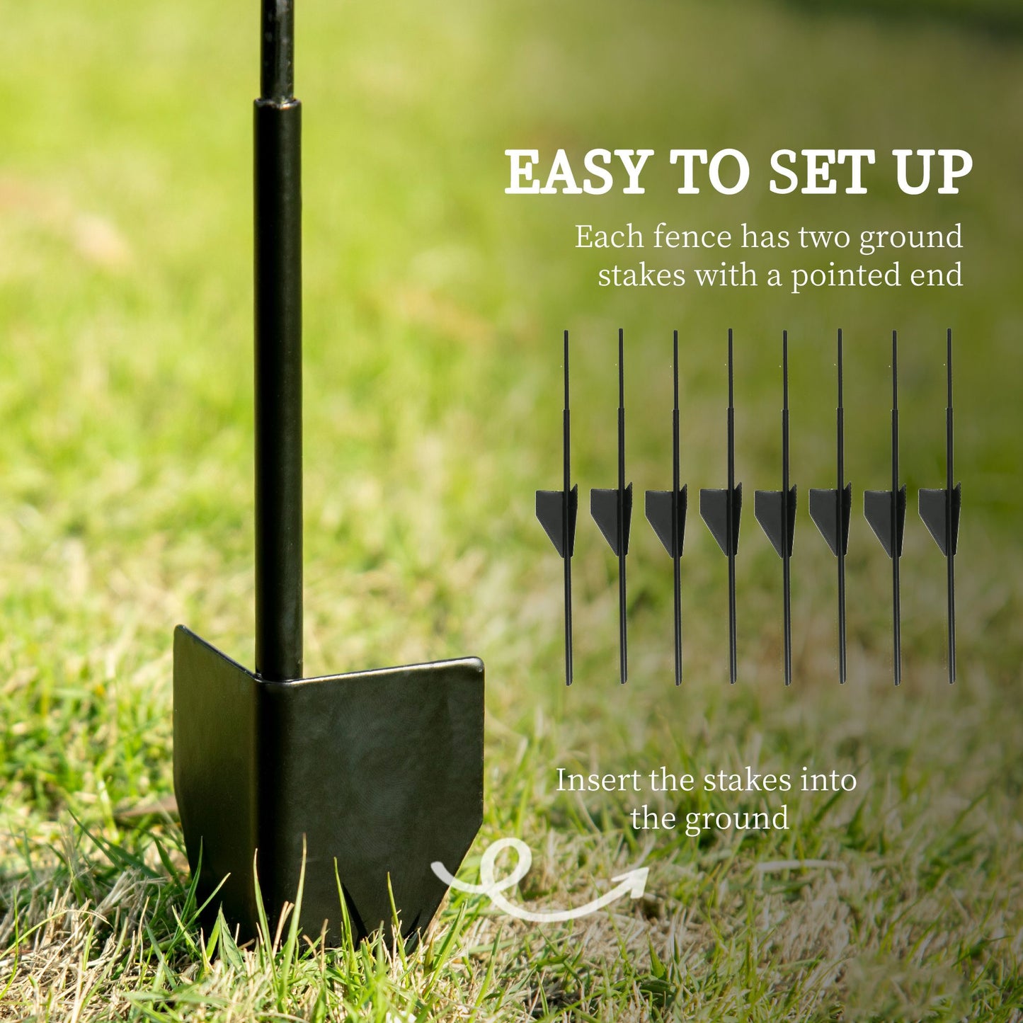 Outdoor Metal Garden Fence Panels, Animal Barrier & Border Edging for Yard, Patio, 4 Pack, Curved Scrollworks