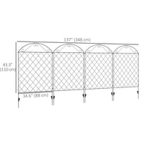 Outdoor Metal Garden Fence Panels, Animal Barrier & Border Edging for Yard, Patio, 4 Pack, Curved Scrollworks
