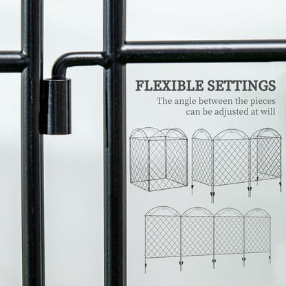 Outdoor Metal Garden Fence Panels, Animal Barrier & Border Edging for Yard, Patio, 4 Pack, Curved Scrollworks