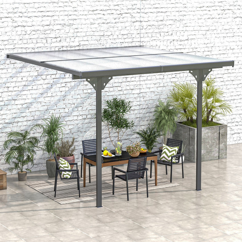 10' x 10' Outdoor Hardtop Pergola Gazebo with Adjustable Height, Aluminum Pergola with Polycarbonate Roof, UV Protection, Grey
