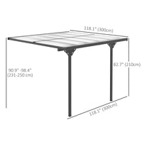 10' x 10' Outdoor Hardtop Pergola Gazebo with Adjustable Height, Aluminum Pergola with Polycarbonate Roof, UV Protection, Grey