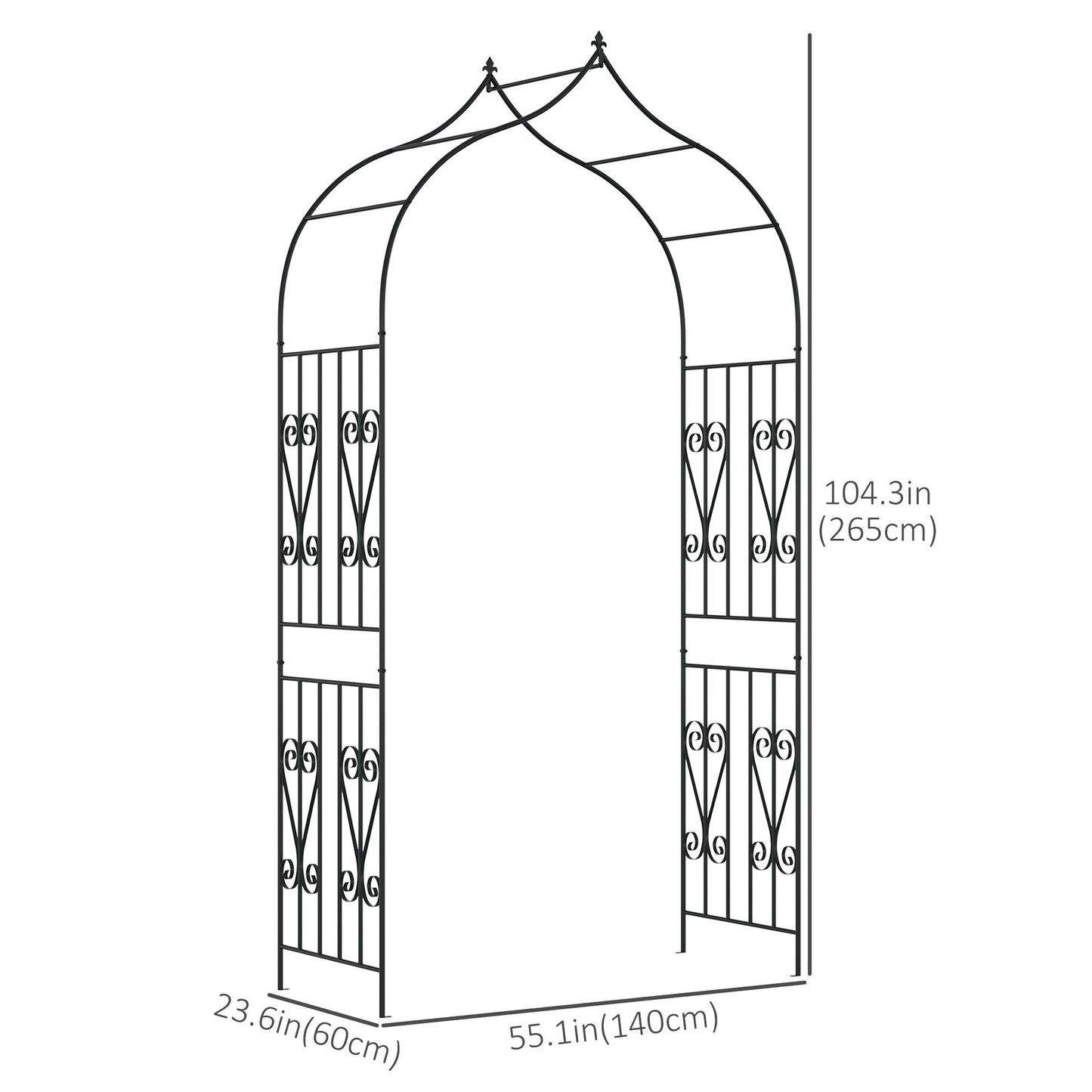 8.7FT Garden Arch Trellis, Outdoor Wedding Arbor for Ceremony with Scrollwork Design for Climbing Roses, Vines and Plants