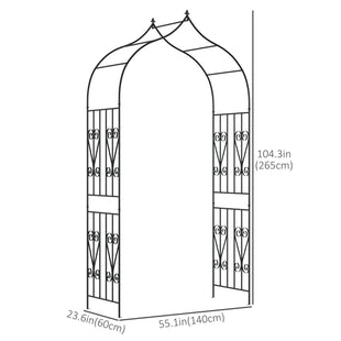 8.7FT Garden Arch Trellis, Outdoor Wedding Arbor for Ceremony with Scrollwork Design for Climbing Roses, Vines and Plants