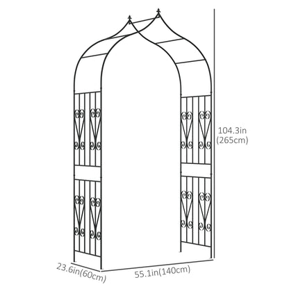 8.7FT Garden Arch Trellis, Outdoor Wedding Arbor for Ceremony with Scrollwork Design for Climbing Roses, Vines and Plants