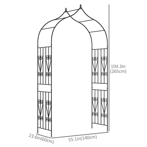 8.7FT Garden Arch Trellis, Outdoor Wedding Arbor for Ceremony with Scrollwork Design for Climbing Roses, Vines and Plants